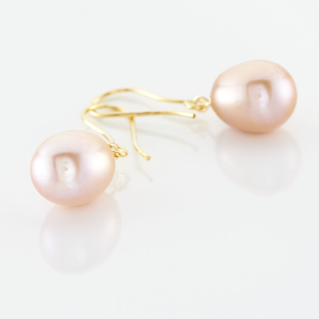 Boucles D'oreilles Pendantes Rose Or Jaune Perle De Culture - Boucles d'oreilles Pendantes Femme | Marc Orian