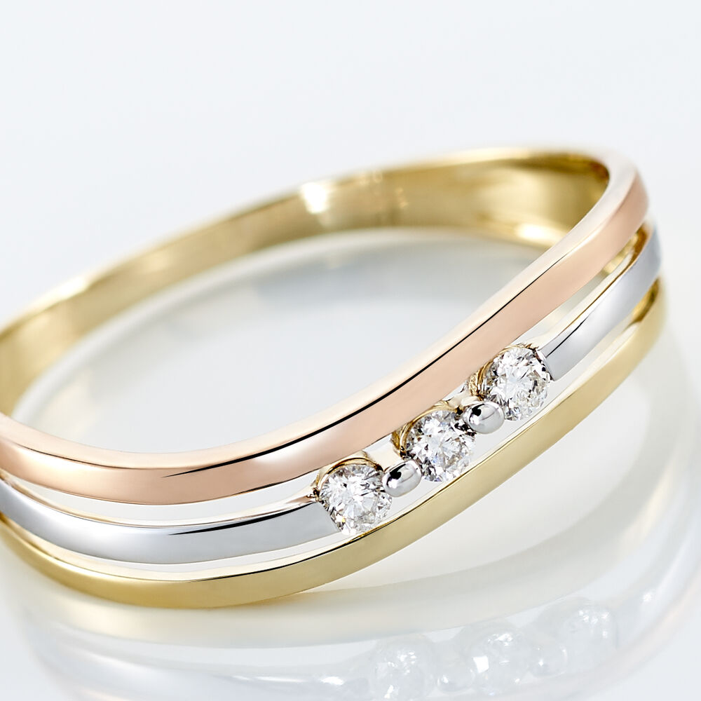 Bague Troyen Or Tricolore Diamant - Bagues fiançailles Femme | Marc Orian