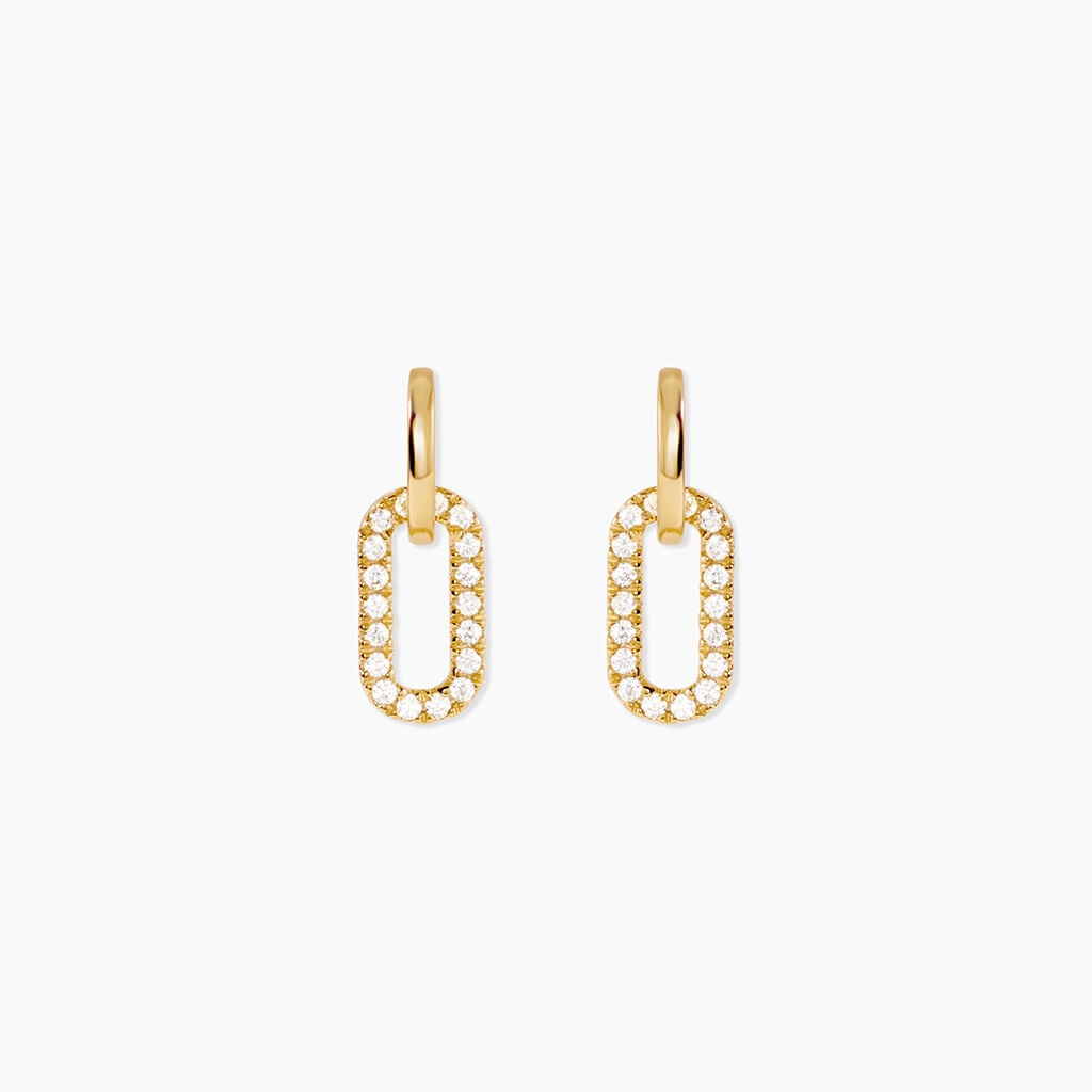 Boucles D'Oreilles Pendantes Esmene Argent Dor&eacute; A L'Or 750/1000 Oxyde De Zirconium - Pendantes Femme | Marc Orian