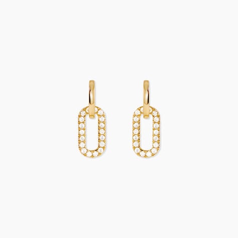 Boucles D'Oreilles Pendantes Esmene Argent Dor&eacute; A L'Or 750/1000 Oxyde De Zirconium - Pendantes Femme | Marc Orian