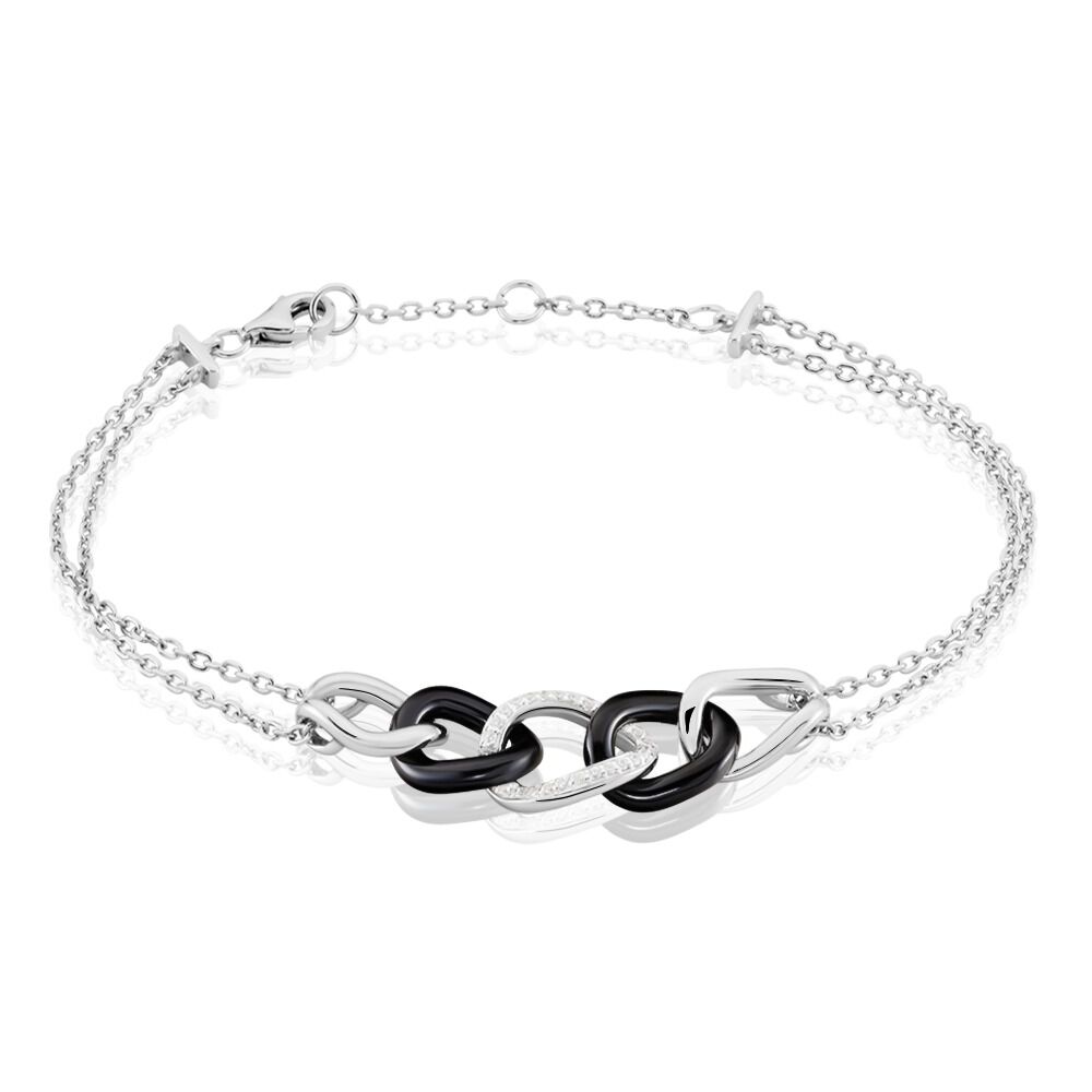 Bracelet Link Argent Blanc C&eacute;ramique Et Oxyde De Zirconium - Bracelets cha&icirc;nes Femme | Marc Orian