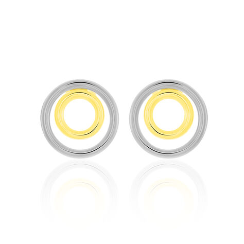 Boucles D'oreilles Pendantes Berangere Double Cercles Or Bicolore - Boucles d'oreilles Pendantes Femme | Marc Orian
