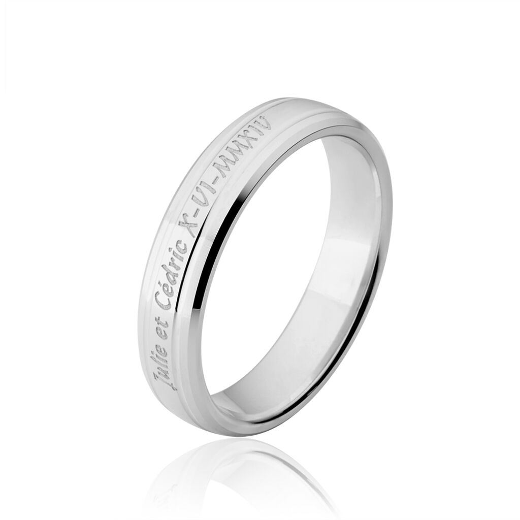 Alliance Fleur De Peau Demi Jonc Classique Or Blanc - Alliances duo Unisex | Marc Orian