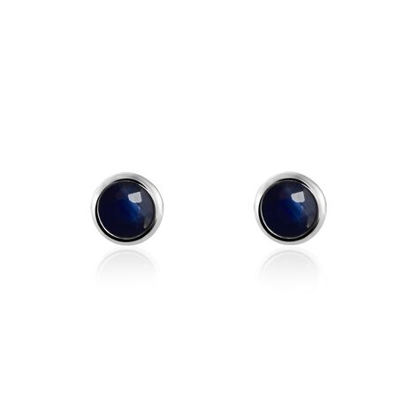 Boucles D'oreilles Puces Edy Serti Clos Or Blanc Saphir - Clous d'oreilles Famille | Marc Orian