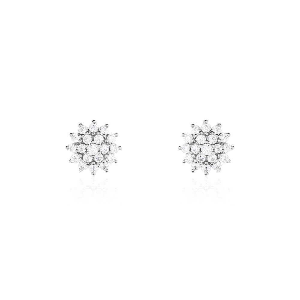 Boucles D'oreilles Puces Wendeline Argent Blanc Oxyde De Zirconium - Puces Femme | Marc Orian