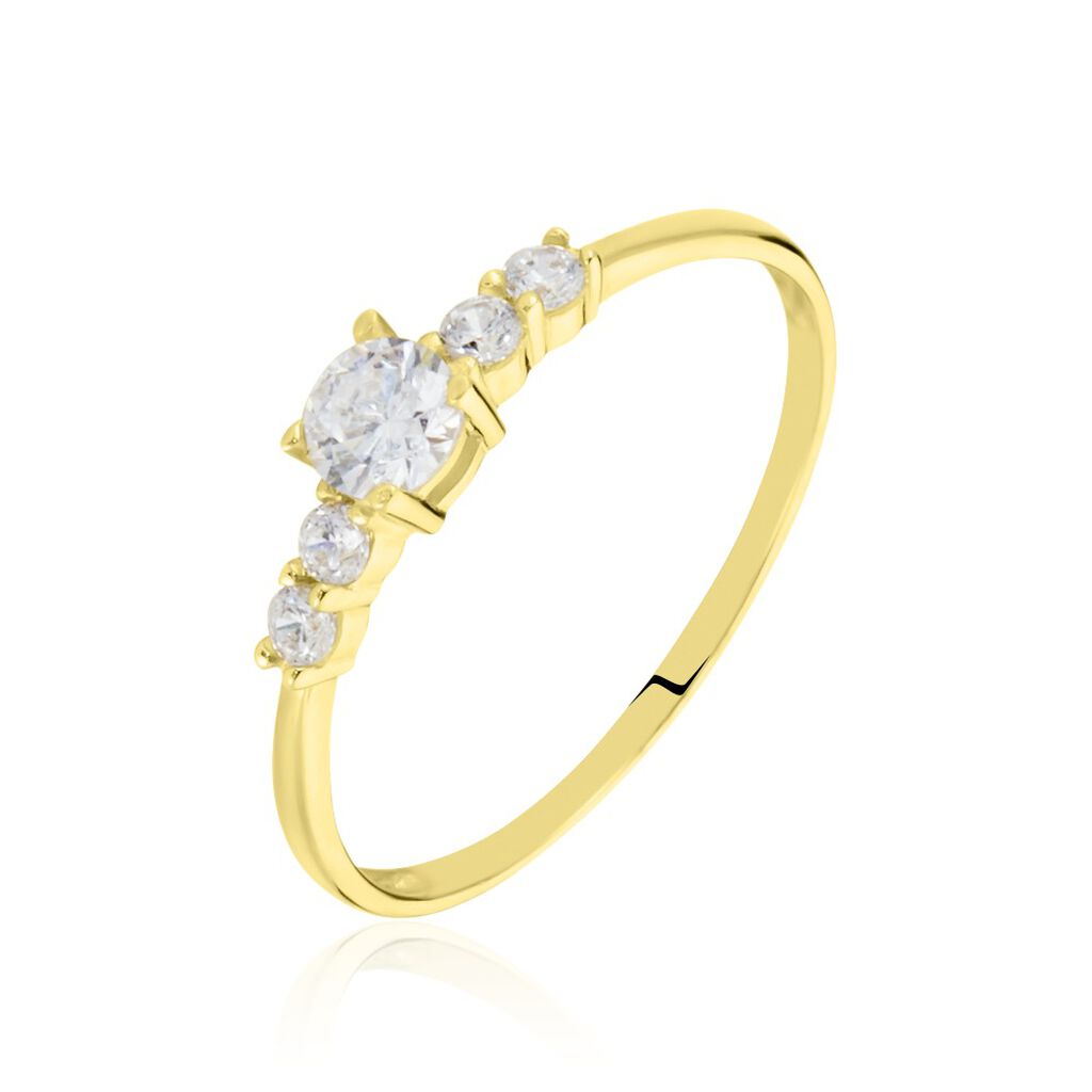 Bague Solitaire Accompagné Or Jaune Antonette Oxyde De Zirconium - Solitaires Femme | Marc Orian