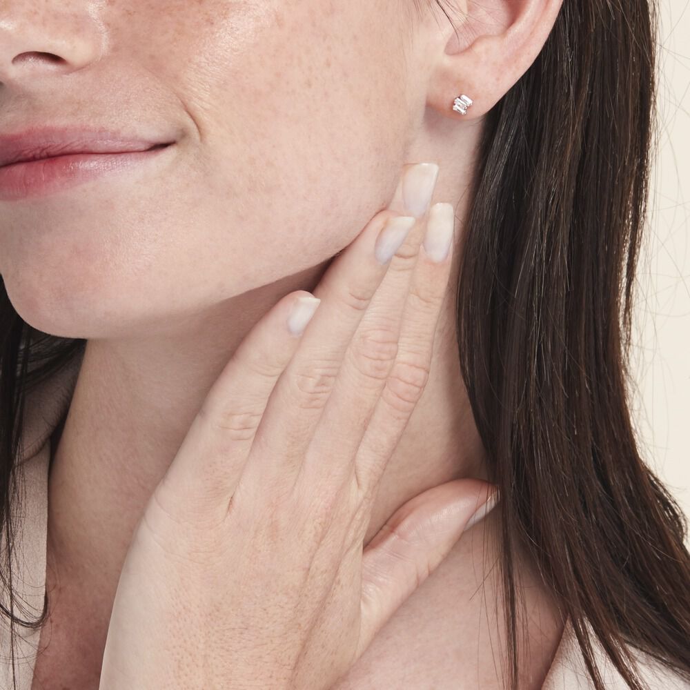 Boucles D'oreilles Puces Adria Argent Blanc Oxyde De Zirconium - Puces Femme | Marc Orian
