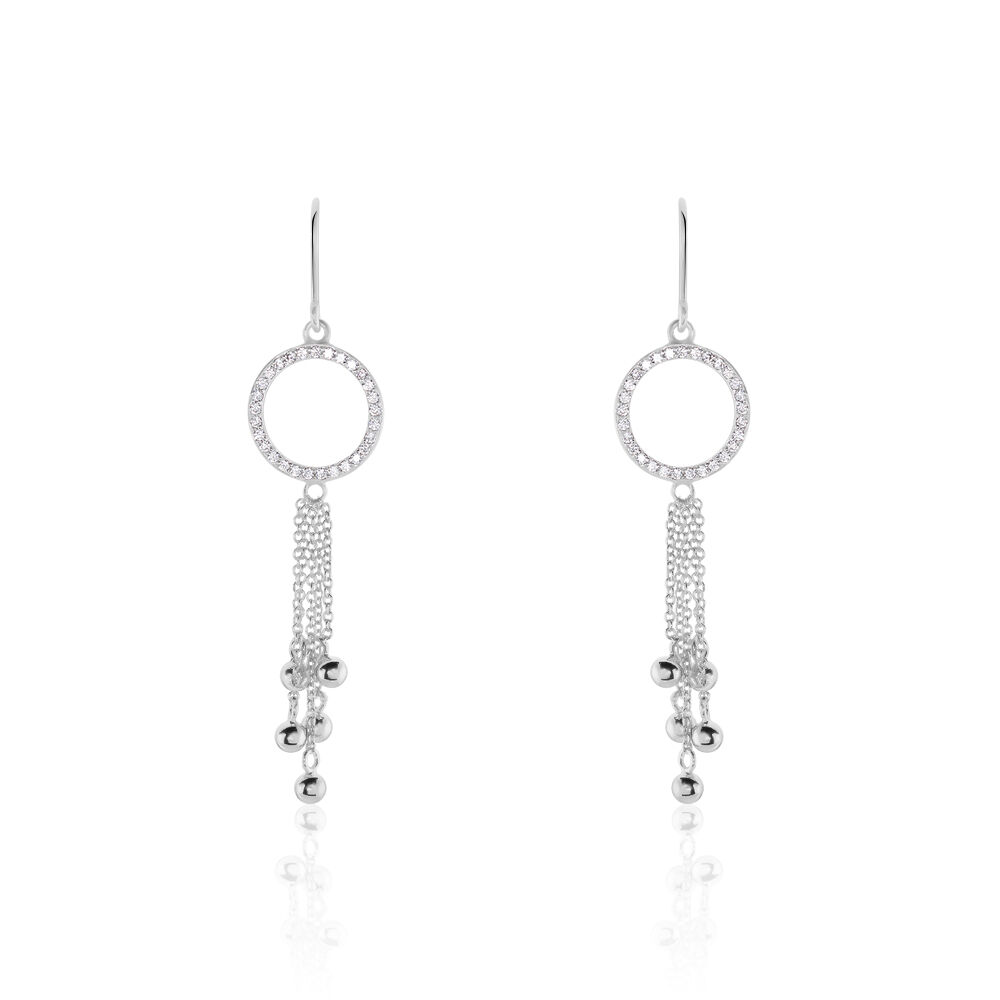 Boucles D'oreilles Pendantes Andde Argent Blanc Oxyde De Zirconium - Pendantes Femme | Marc Orian