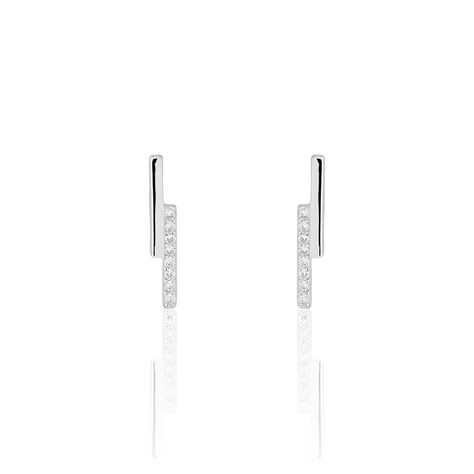Boucles D'oreilles Puces Kolyane Argent Blanc Oxyde De Zirconium - Puces Femme | Marc Orian