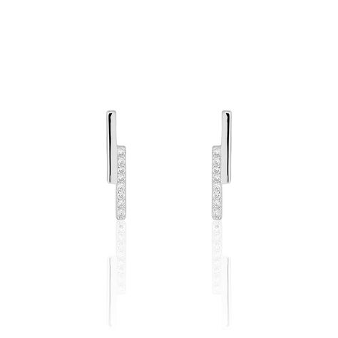 Boucles D'oreilles Puces Kolyane Argent Blanc Oxyde De Zirconium - Clous d'oreilles Femme | Marc Orian