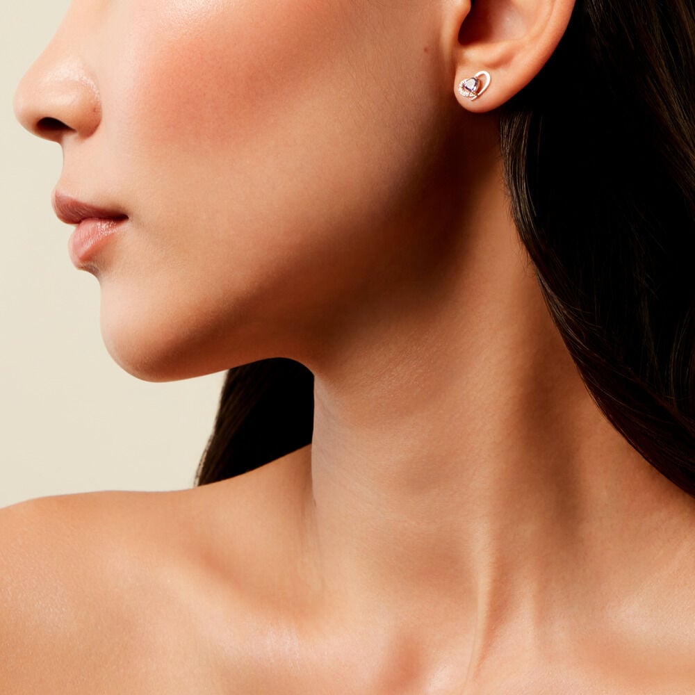 Boucles D'Oreilles Puces Creighton Or Jaune Améthyste Oxyde De Zirconium - Puces Femme | Marc Orian