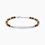 Bracelet Identit&eacute; Acier Blanc Boules Sebastino &oelig;il De Tigre - Gourmettes Homme | Marc Orian