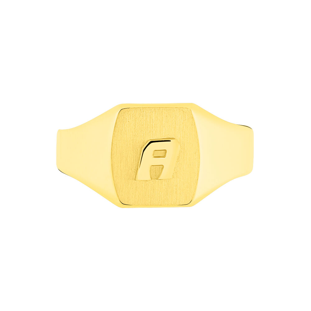Chevalière Garrick Tonneau 1 Initiale Or Jaune - Chevalières Femme | Marc Orian