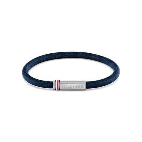 Bracelet Tommy Hilfiger Printed Cord Cuir De Veau Bleu - Bracelets cuir Homme | Marc Orian