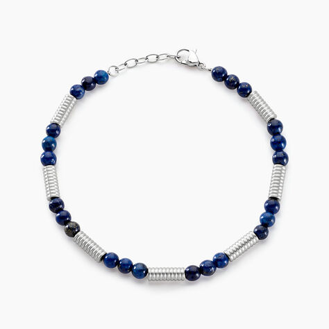 Bracelet Olek Acier Blanc Lapis Lazuli - Bracelets chaînes Homme | Marc Orian
