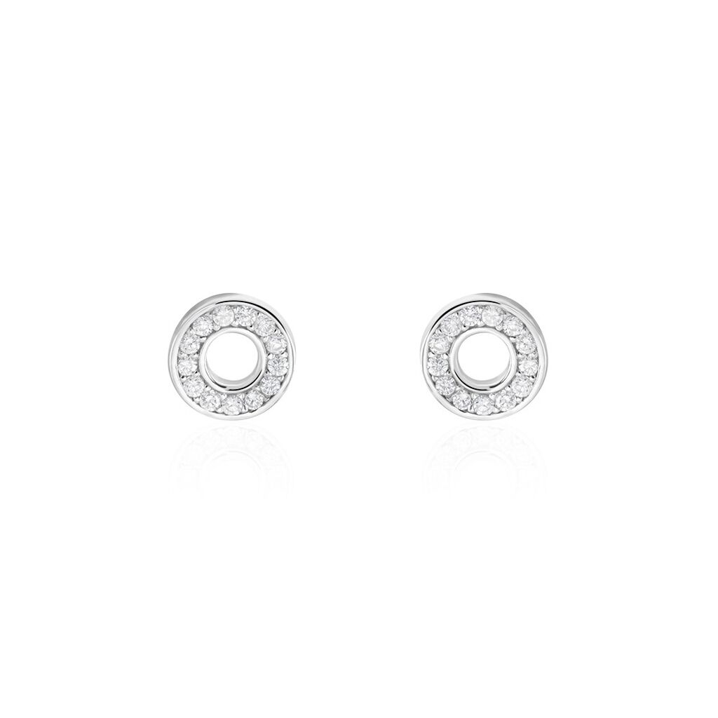 Boucles D'oreilles Puces Argent Blanc Eujen Oxydes De Zirconium - Clous d'oreilles Femme | Marc Orian