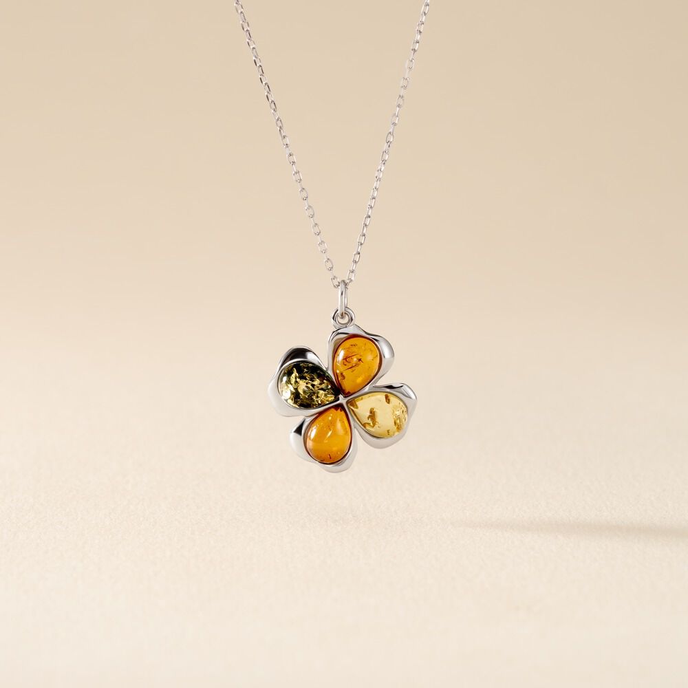 Collier Oviya Argent Blanc Ambre - Colliers avec pierres Femme | Marc Orian