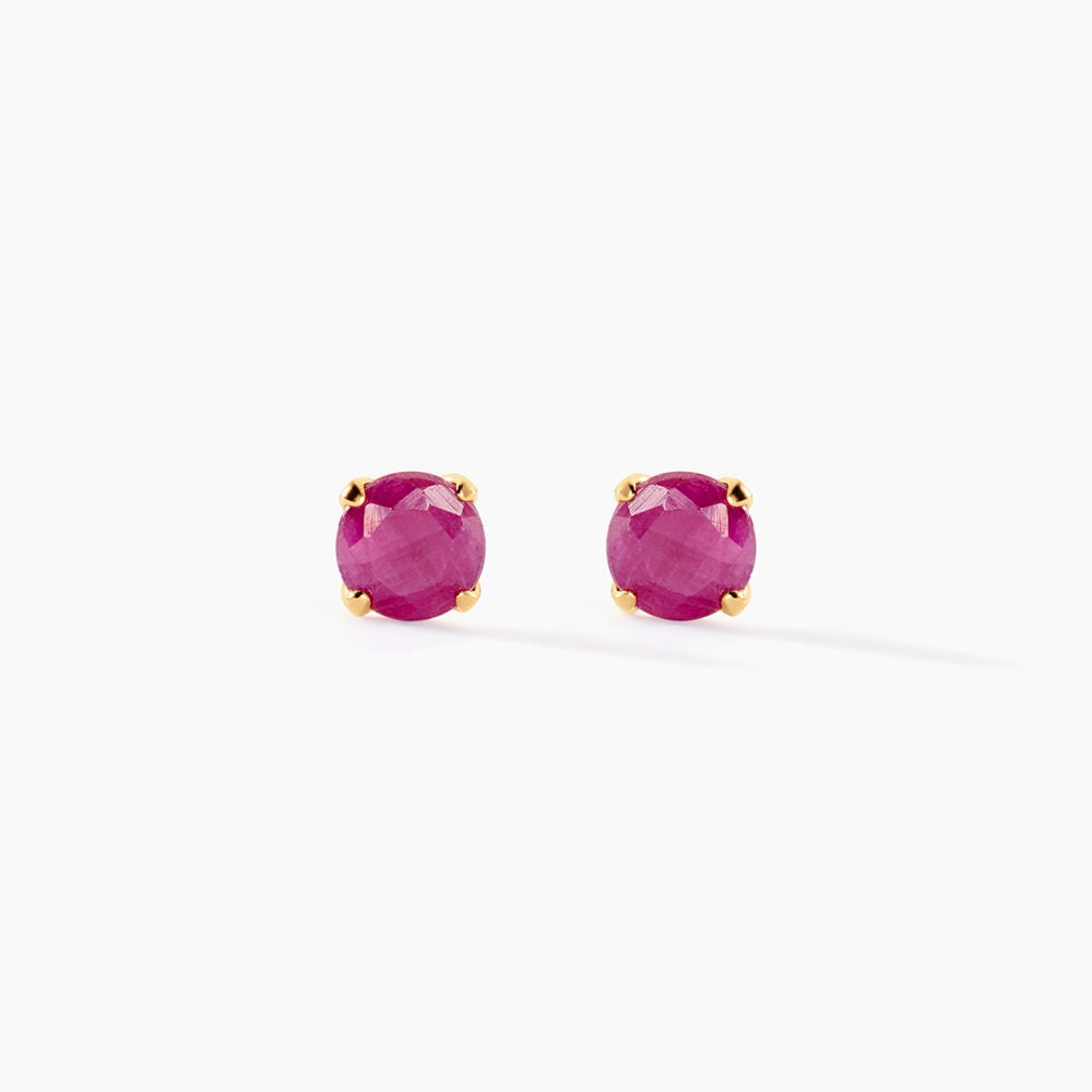 Boucles D'oreilles Puces Elea Serti Griffe Or Jaune Rubis - Puces Femme | Marc Orian