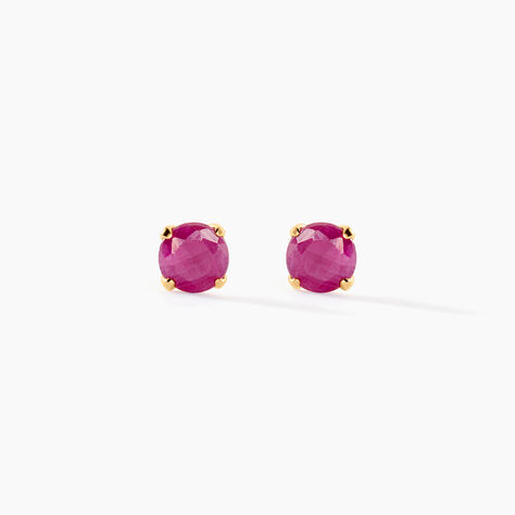 Boucles D'oreilles Puces Elea Serti Griffe Or Jaune Rubis - Puces Femme | Marc Orian