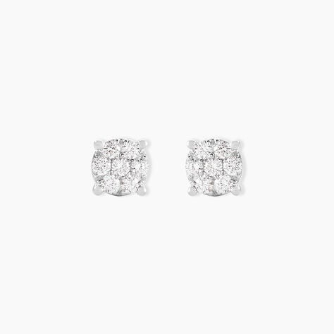 Boucles D'oreilles Puces Charlene Or Blanc Diamant Synthetique - Puces Femme | Marc Orian
