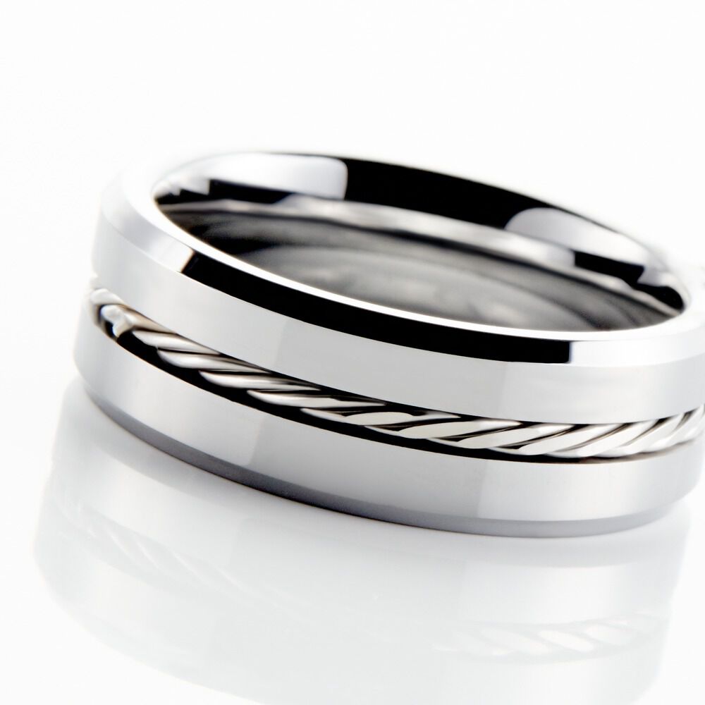 Bague Jourdan Iron Tungstene Blanc - Bagues grosses Homme | Marc Orian