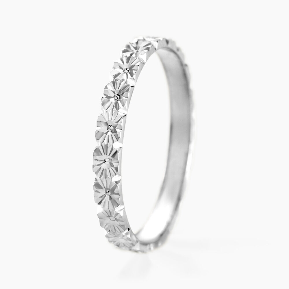 Alliance Fleur Diamantee Ruban Plat Or Blanc - Alliances personnalisées Unisex | Marc Orian