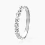 Alliance Fleur Diamantee Ruban Plat Or Blanc - Alliances personnalis&eacute;es Unisex | Marc Orian