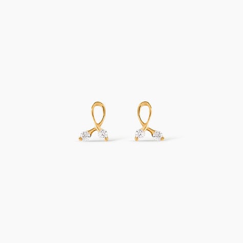 Boucles D'oreilles Puces Alvina Ruban Or Jaune Oxyde De Zirconium - Puces Femme | Marc Orian