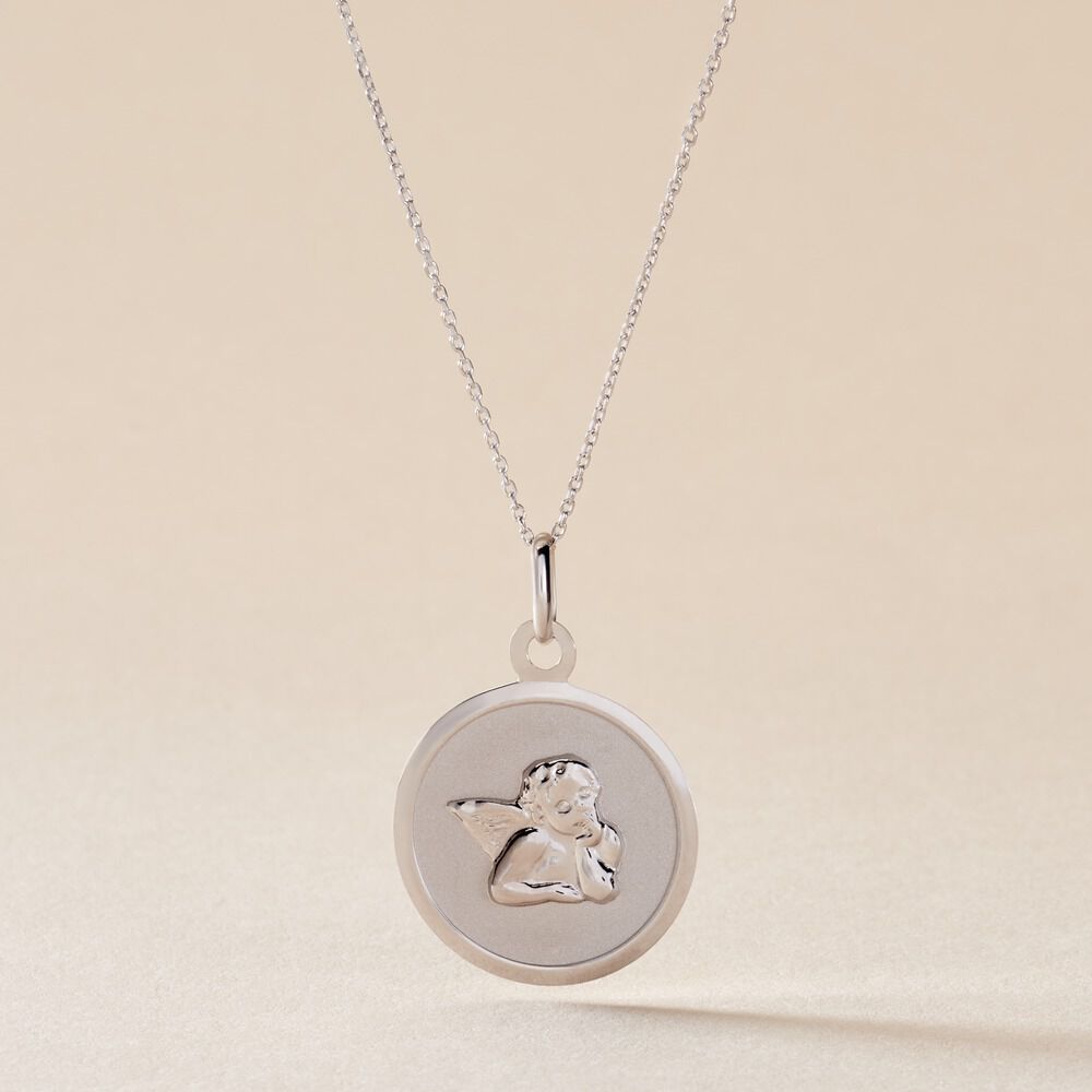 Pendentif Hannae Or Blanc - M&eacute;dailles et m&eacute;daillons Famille | Marc Orian