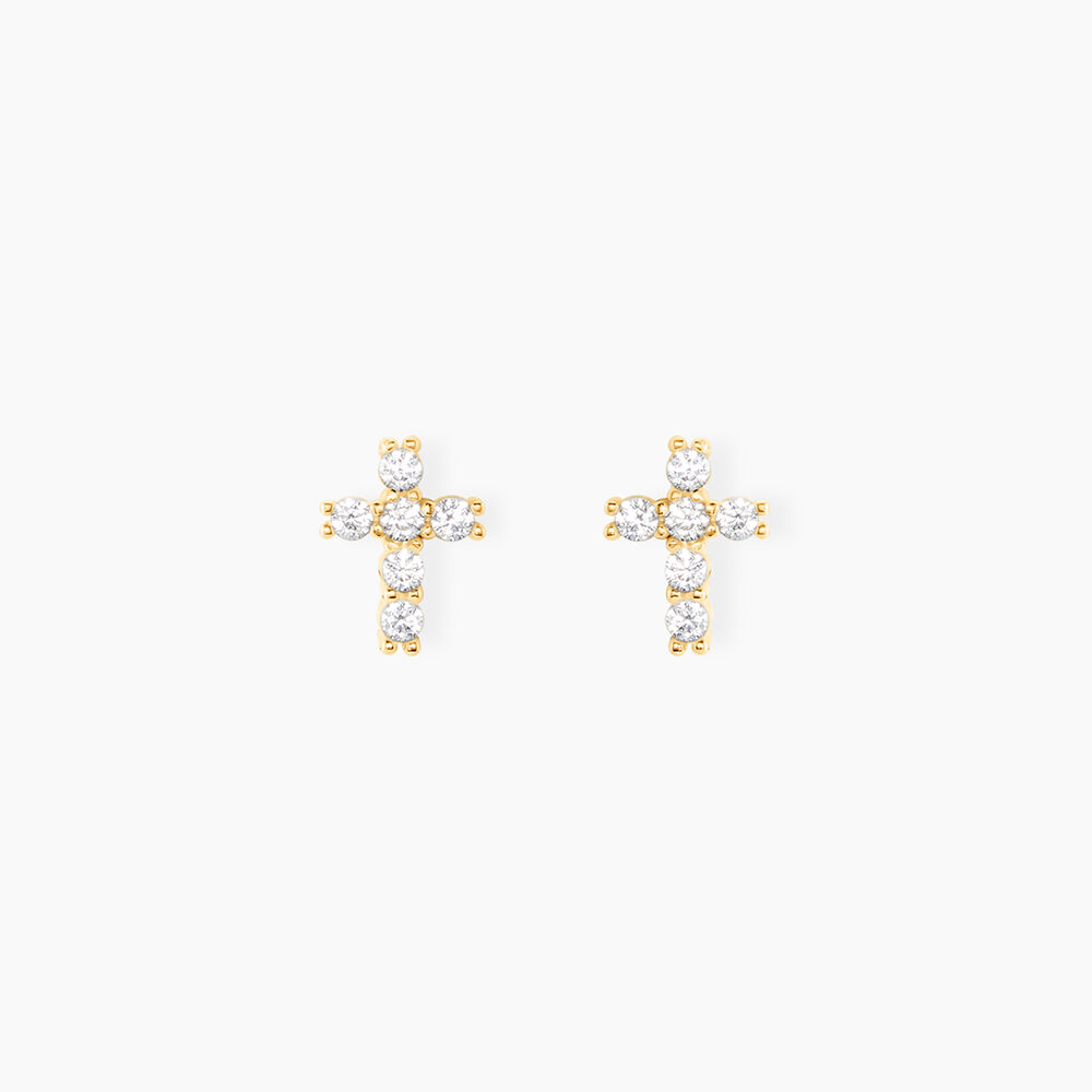 Boucles D'oreilles Puces Luna Or Jaune Oxyde De Zirconium - Puces Femme | Marc Orian