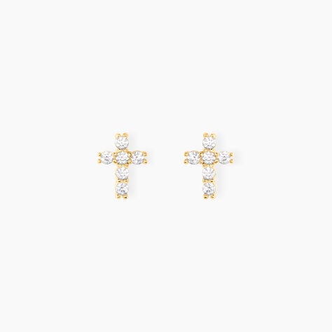 Boucles D'oreilles Puces Luna Or Jaune Oxyde De Zirconium - Puces Femme | Marc Orian