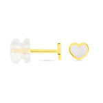 Boucles D'oreilles Puces Amaryllis Coeur Or Jaune Nacre - Puces Enfant | Marc Orian