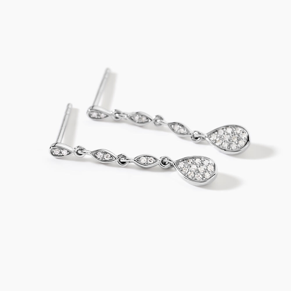 Boucles D'oreilles Pendantes Unice Or Blanc Diamant - Pendantes Femme | Marc Orian