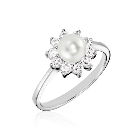 Bague Argent Blanc Cheri Perle De Culture Oxydes De Zirconium - Bagues vintage Femme | Marc Orian