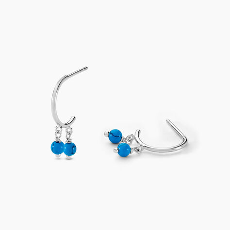 Créoles Riona Argent Blanc Turquoise - Créoles Femme | Marc Orian