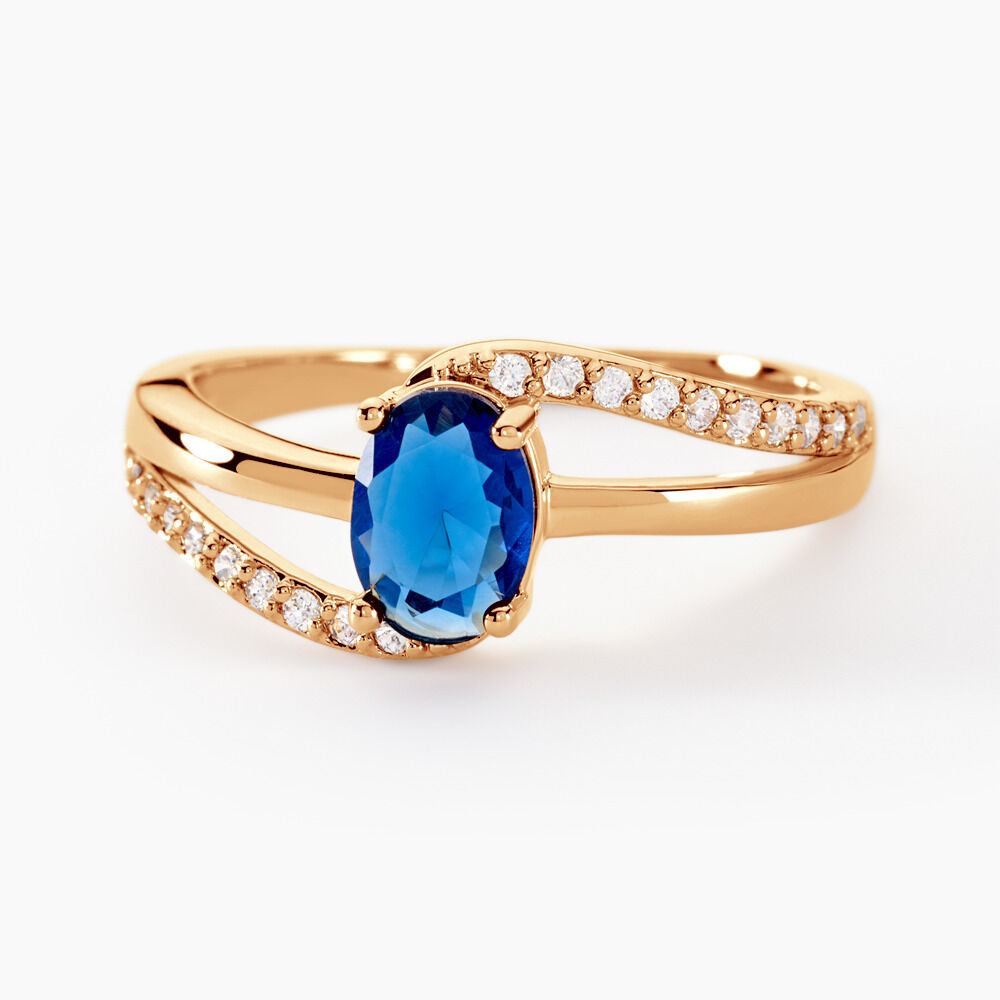 Bague Tyana Plaqu&eacute; Or Jaune Pierre De Synthese Et Oxyde De Zirconium - Bijoux fantaisie Femme | Marc Orian