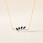 Collier Navette Or Jaune Saphir Diamant - Colliers avec pierres Femme | Marc Orian