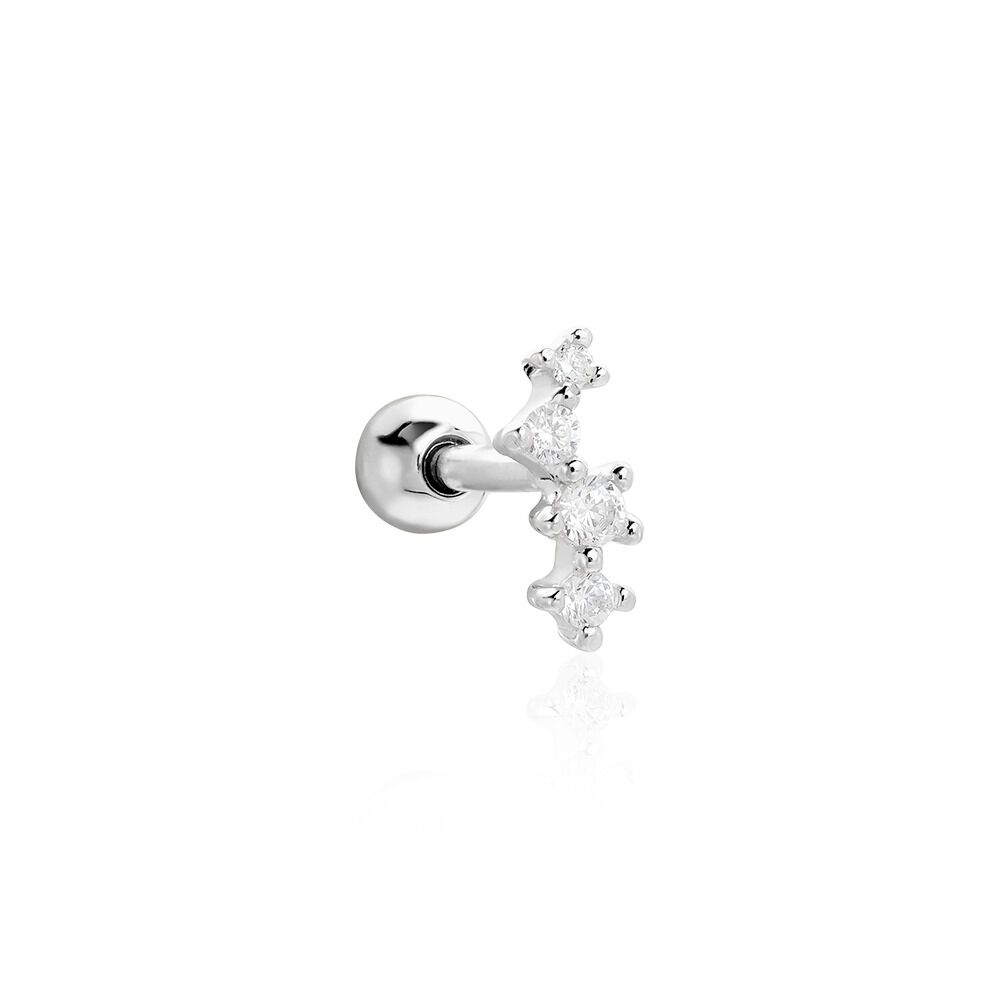 Piercing D'oreille Unitaire Roseau Argent Blanc Oxyde De Zirconium - Piercings d'oreilles Femme | Marc Orian