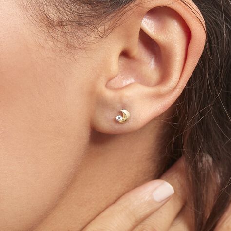 Boucles D'oreilles Puces Francoise-marie Lune Or Jaune Oxyde - Clous d'oreilles Femme | Marc Orian