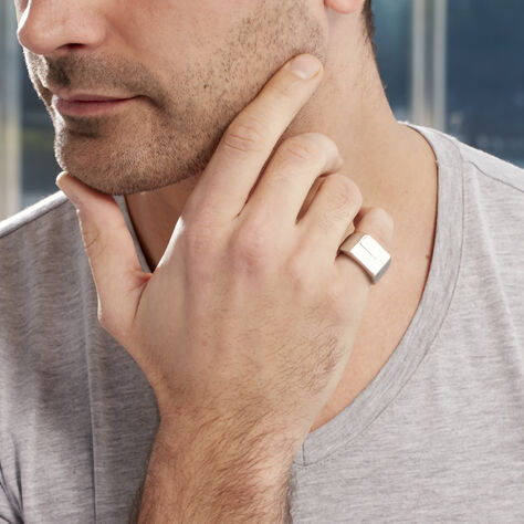 Chevalière Phebus Him Classique Acier Blanc Diamant - Chevalières Homme | Marc Orian