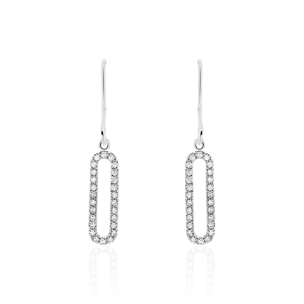 Boucles D'oreilles Pendantes Isabel Argent Blanc Oxyde De Zirconium - Pendantes Femme | Marc Orian