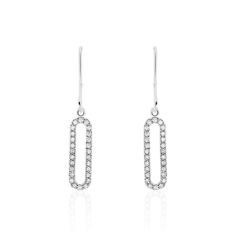 Boucles D'oreilles Pendantes Isabel Argent Blanc Oxyde De Zirconium - Pendantes Femme | Marc Orian