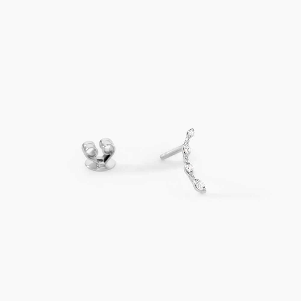 Boucles D'Oreilles Puces Sabia Argent Blanc Oxyde De Zirconium - Puces Femme | Marc Orian