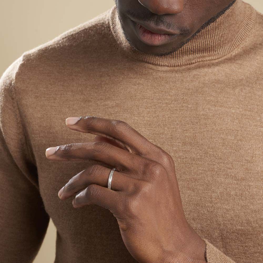 Alliance Samiha Ruban Plat Or Blanc - Alliances duo Unisex | Marc Orian