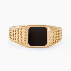 Chevalière Plaqué Or Jaune Ariston Email Noir - Chevalières Homme | Marc Orian