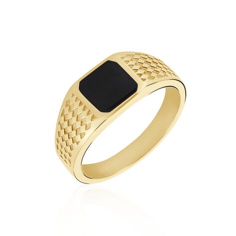 Chevalière Plaqué Or Jaune Ariston Email Noir - Chevalières Homme | Marc Orian