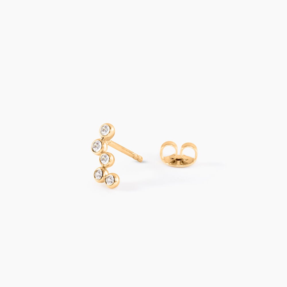 Boucles D'Oreilles Puces Halo Plaqu&eacute; Or Jaune Oxyde De Zirconium - Puces Femme | Marc Orian