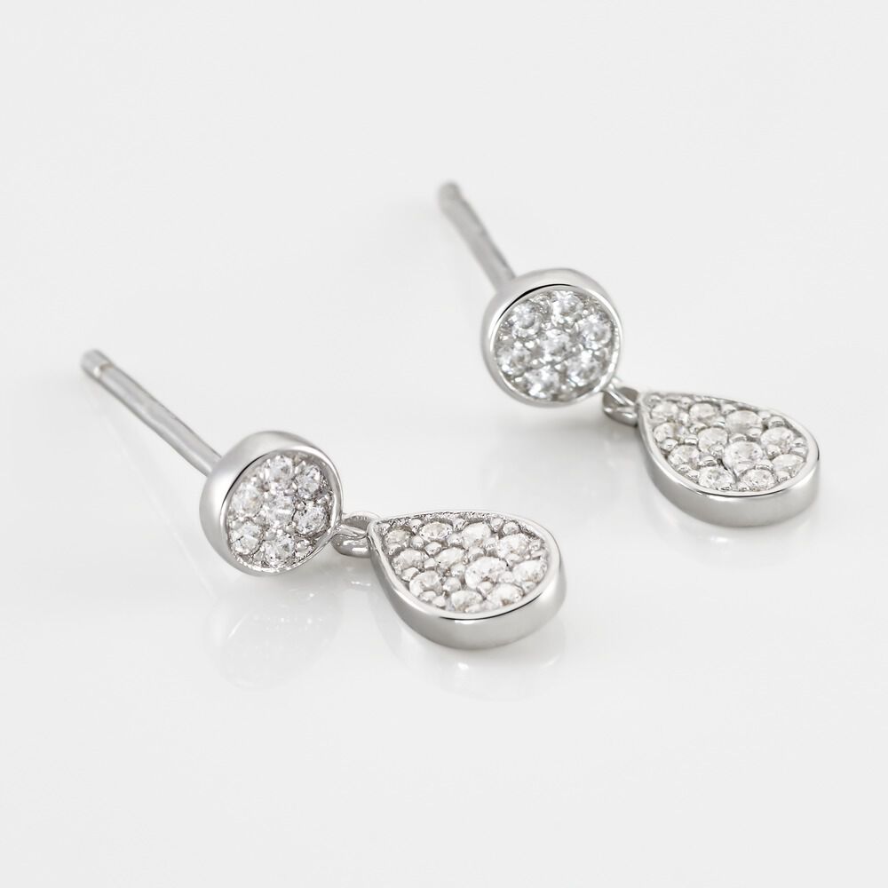 Boucles D'oreilles Pendantes Aletha Argent Blanc Oxyde De Zirconium - Pendantes Femme | Marc Orian