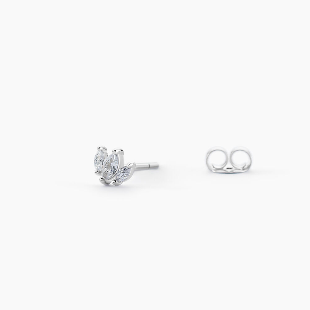 Boucles D'oreilles Puces Eclat D'Aurore Argent Blanc Oxy - Puces Femme | Marc Orian