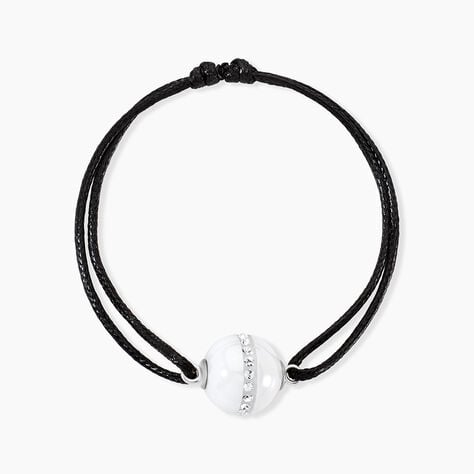 Bracelet Nina Cera Argent Blanc C&eacute;ramique Et Strass - Bracelets cordons Femme | Marc Orian